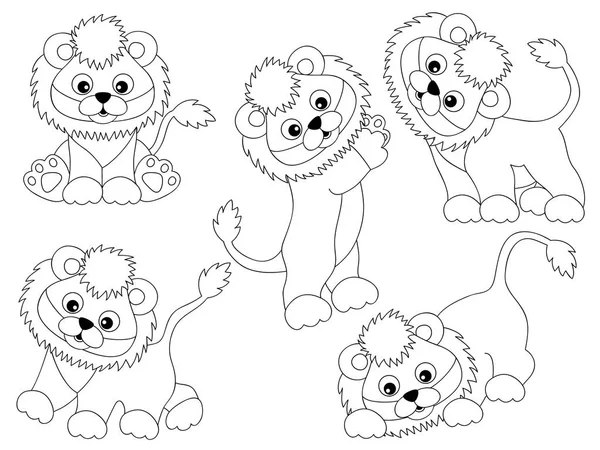 Vector Lions Set — Stock Vector