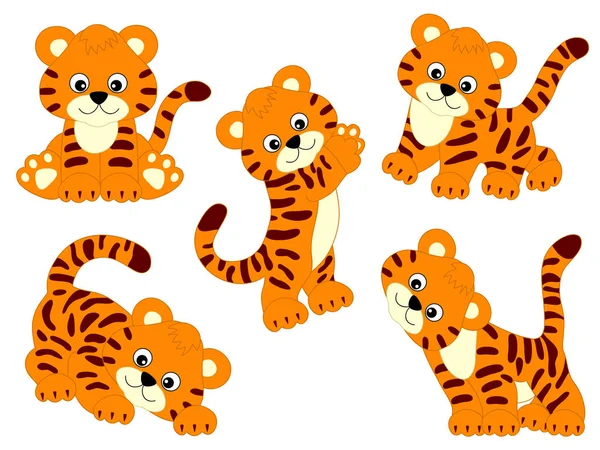 Vector Tigers Set — Stock Vector