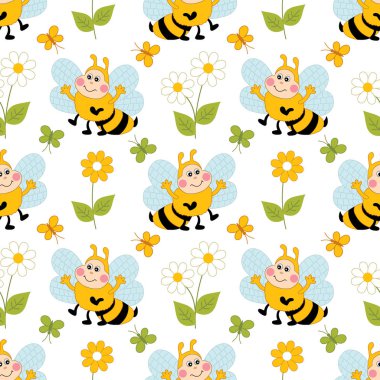 Vektör arı Seamless modeli. Böcekler vektör