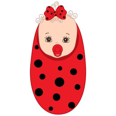 Ladybug kostüm vektör şirin bebek kız. Öyle bir kız clipart. 
