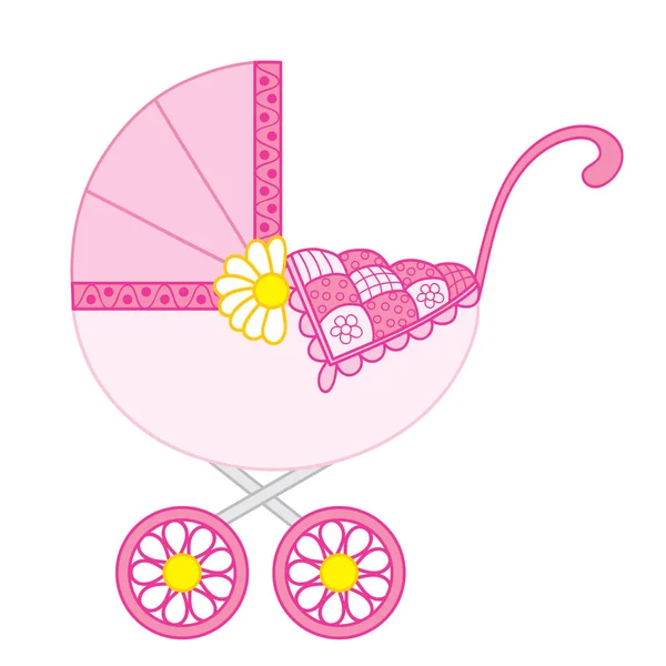 Vektor Kinderwagen für Baby-Mädchen. Kinderwagen-Vektor-Illustration. — Stockvektor