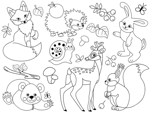 Vektör orman hayvanları ayarlayın. Orman hayvanları Clipart vektör çizim. — Stok Vektör
