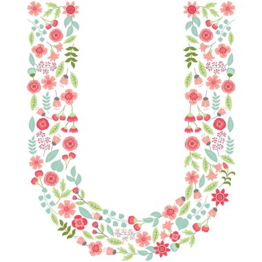 Vektör çiçek harf U. vektör çiçek abc. İngilizce çiçekli alfabe. Yazı tipi vektör çizim. 