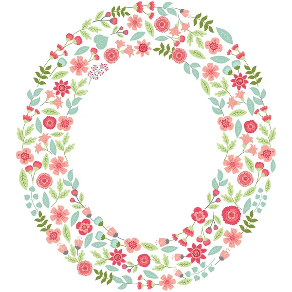 Vector floral brief O. Vector floral abc. Engelse bloemen alfabet. Lettertype vectorillustratie. — Stockvector