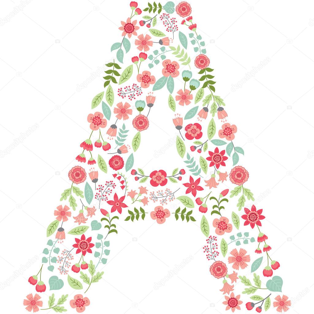 Download Vector floral letter A. Vector floral abc. English floral ...