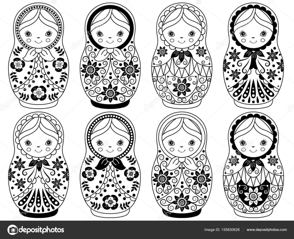 Vector Russische traditionele Matryoshka instellen. Vector Russian Vector Russische traditionele Matryoshka instellen. Vector Russian