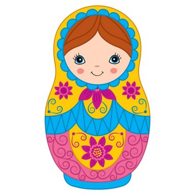 Vektör Rusça Matryoshka Geleneksel. Vektör Rus iç içe bebek. Matreshka Clipart. 
