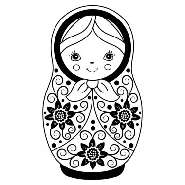Vektör Rusça Matryoshka Geleneksel. Vektör Rus iç içe bebek. Matreshka Clipart. 