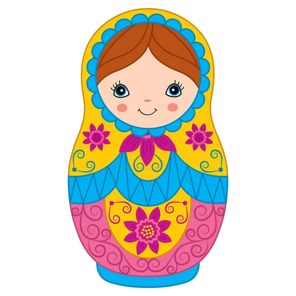 Vector ruso tradicional Matryoshka. Vector Russian Nesting Doll. Matreshka Clipart . — Vector de stock