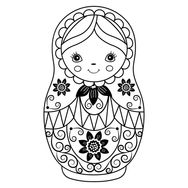 Vector ruso tradicional Matryoshka. Vector Russian Nesting Doll. Matreshka Clipart . — Vector de stock