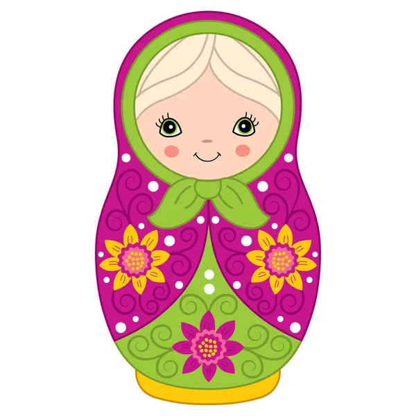 Vector Russian Traditional Matryoshka. Vector Russian Nesting Doll. Matreshka Clipart. — Stock Vector