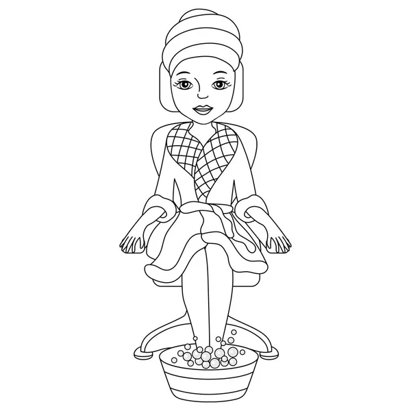 Vector zwart-wit Spa meisje. Spa meisje clipart. Spa vectorillustratie. — Stockvector