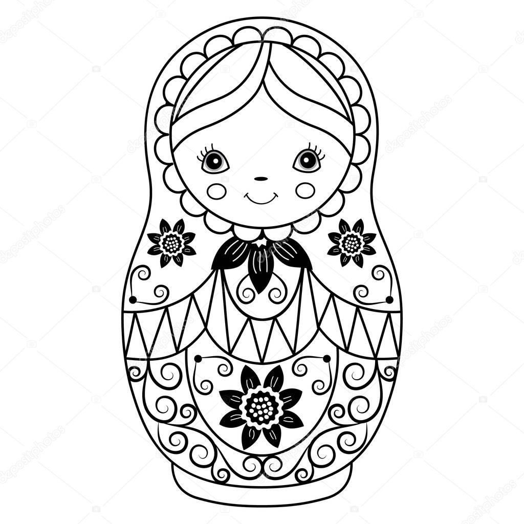 Vector Russian Traditional Matryoshka. Vector Russian Nesting Doll. Matreshka Clipart. 