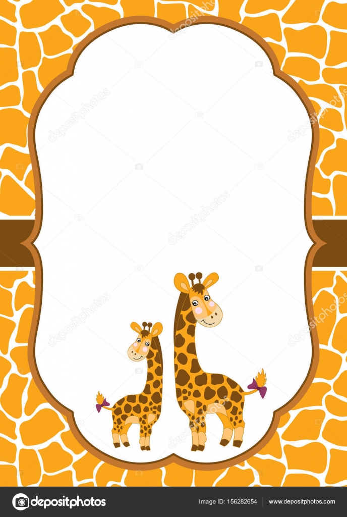 Download Vector Card Template with Cute Giraffes on Spotted Skin ...