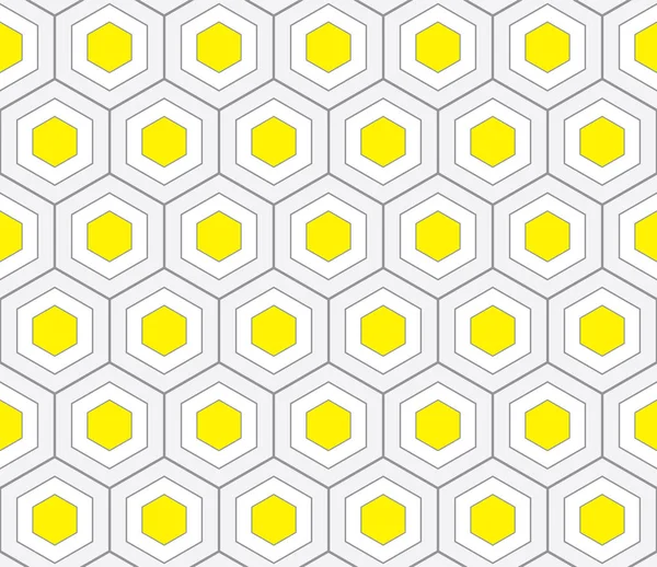 Abstract Geometric Seamless Pattern with Honeycomb Ornament in Yellow and Grey Color. — Stock Vector