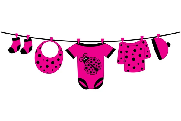 Vêtements vectoriels pour bébés. Illustration vectorielle de douche bébé . — Image vectorielle