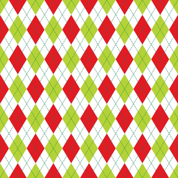 Vector Argyle naadloze patroon in rode en groene kleur. Naadloze Argyle patroon. Geruit naadloze patroon. — Stockvector