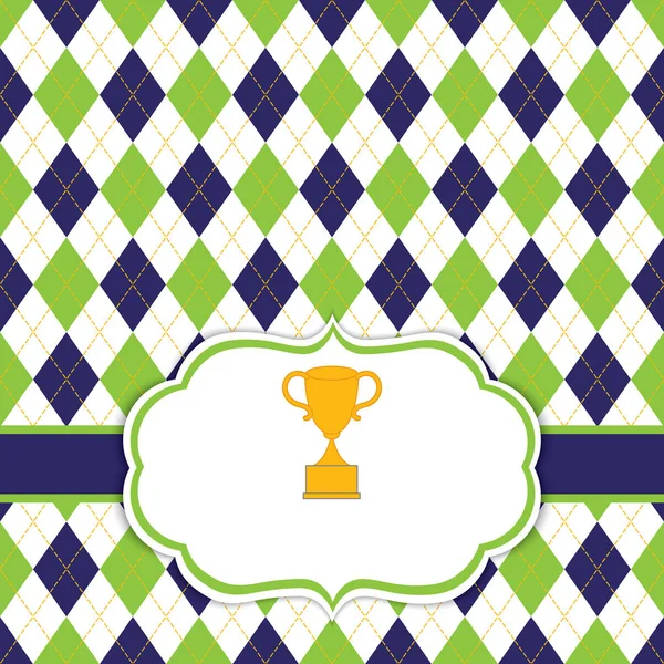 Plantilla de tarjeta vectorial con fondo de Argyle trofeo. Trofeo Vector Ilustración . — Vector de stock