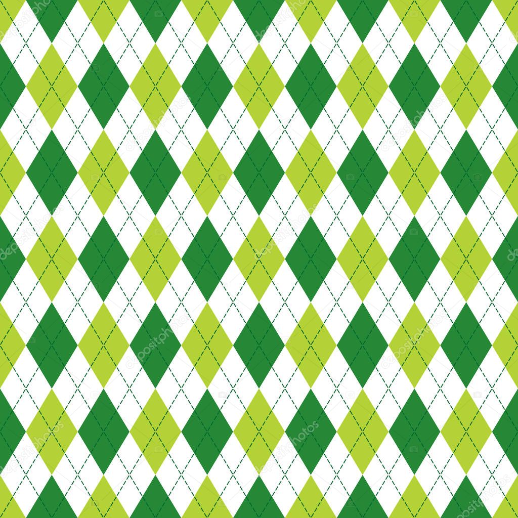 Vector Argyle Seamless Pattern in Soft and Dark Green Color. Seamless Argyle Pattern. Checkered Seamless Pattern. 