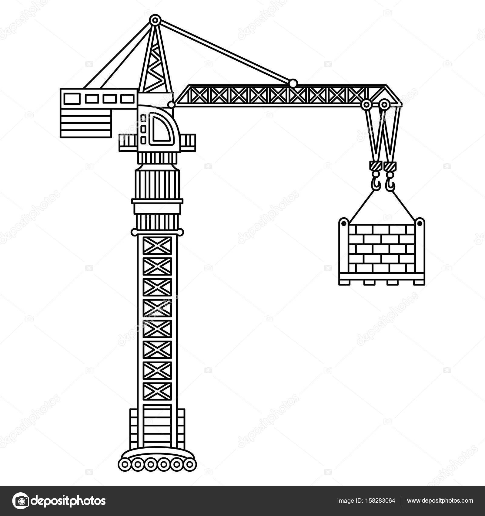 Vector Construction Crane Gru di vettore in bianco e nero Vector Construction Crane Gru di vettore in bianco e nero — Vettoriale Stock