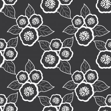 Vektör yazı tahtası üzerinde sorunsuz çiçek desenli. Siyah ve beyaz çiçekler Seamless Modeli. 
