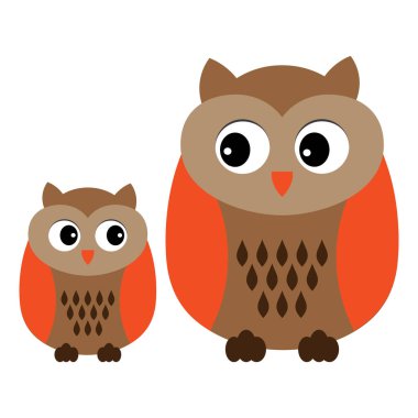 Vektör sevimli çizgi baykuşlar. Baykuşlar clipart. Bebek baykuş vektör çizim.  