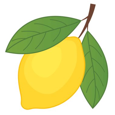 Vektör limon. Sarı limon yaprakları ile. Limon vektör çizim.