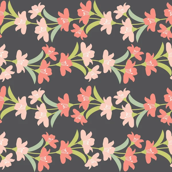 Vector Seamless Floral Border with Pastel Flowers. Pastel Flowers  Seamless Pattern. — Stock Vector