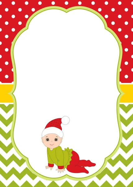 Vektor Vánoce a nový rok kartu šablona s roztomilé dítě. Baby sprcha vektorové ilustrace. — Stockový vektor