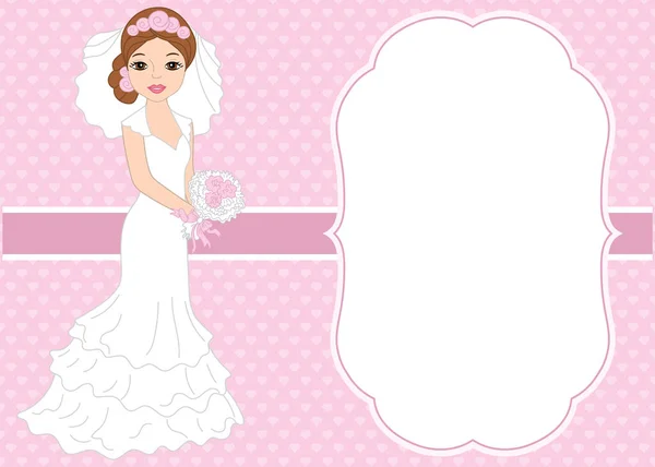 Vektor svatební kartu šablona s krásnou nevěstou. Vektor nevěsta. — Stockový vektor