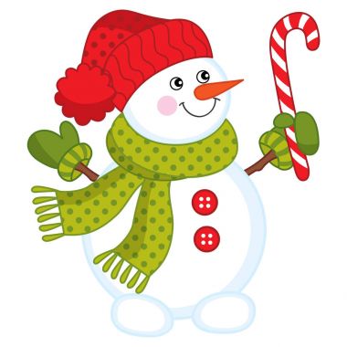 Vektör kardan adam şeker sopa ile. Noel ve yeni yıl vektör çizim.