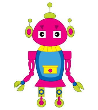 Vektör renkli sevimli Robot. Robot vektör çizim.