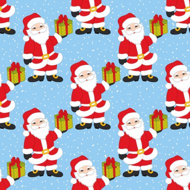 Vektör Noel ve yeni yıl Noel Baba ile Seamless modeli. Vektör Noel Baba. 
