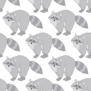 Vektör şirin rakunlar ile Seamless modeli. Vektör bebek rakun. Rakun Dikişsiz desen vektör çizim. 
