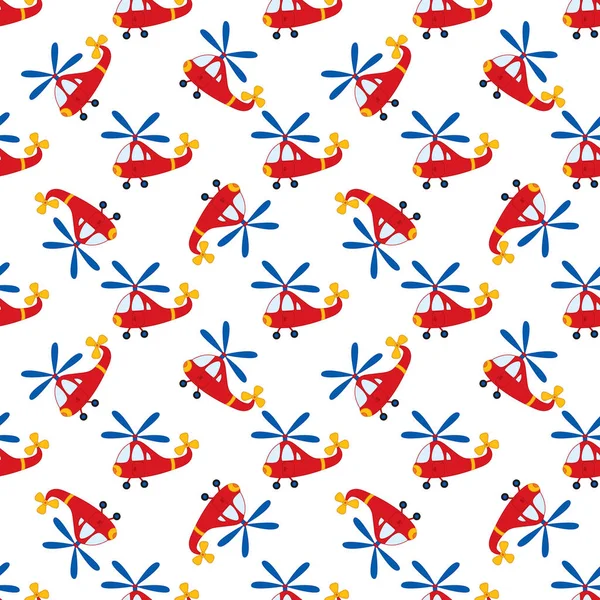 Vector naadloze patroon met Cartoon helikopter. Vector Boy's Toy helikopter. Helikopter naadloze patroon vectorillustratie. — Stockvector