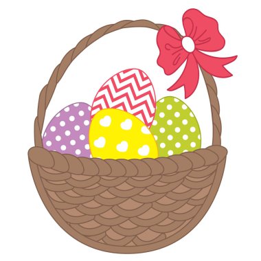 Paskalya yumurtaları sepetle vektör.
