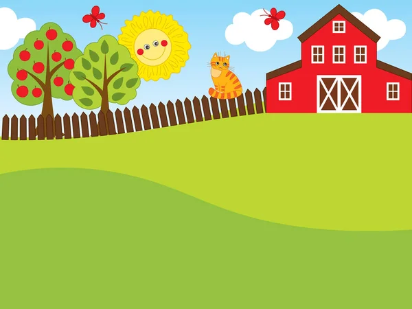 Vector liggande gård. Farm vektorillustration. — Stock vektor