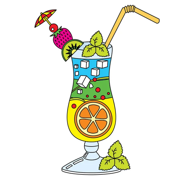 Vector Cocktail met de tropische vruchten. Cocktail vectorillustratie. — Stockvector