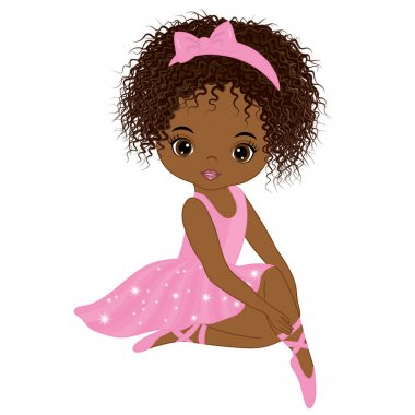 Vektör şirin küçük Afrikalı-Amerikalı balerin 