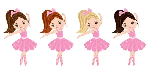 Vector lindas bailarinas con varios colores de cabello — Vector de stock