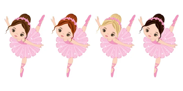 Vector lindas bailarinas con varios colores de cabello — Vector de stock