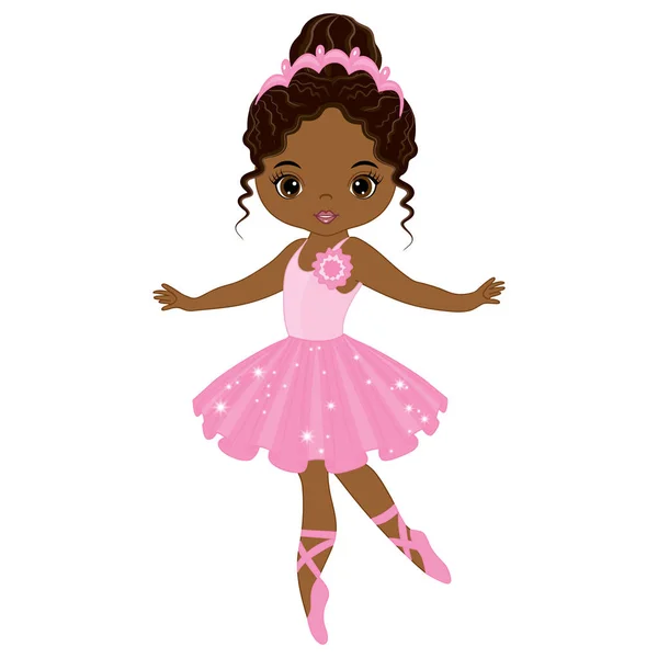 Vector Aranyos kis afro-amerikai balerina táncos — Stock Vector