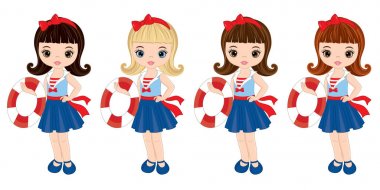 Çeşitli saç renkleri vektör deniz küçük kızlarla