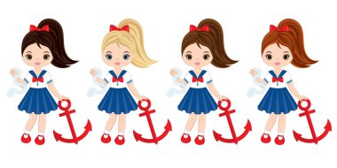 Çeşitli saç renkleri vektör deniz küçük kızlarla