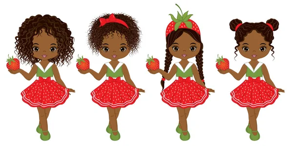 Векторные симпатичные маленькие афроамериканские девочки с разнообразными хейрстайлами — стоковый вектор