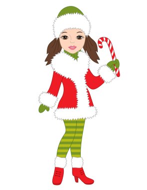 Vektör şeker sopa ile güzel kız