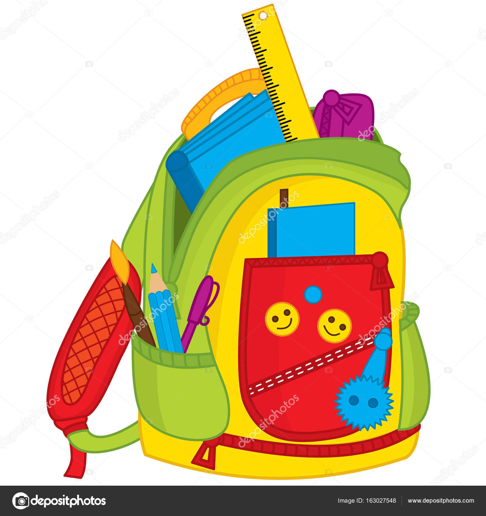 Colorful backpack clipart {Back to school Clip Art}