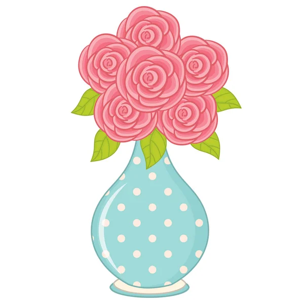 Vector Vase with Roses — Stock Vector
