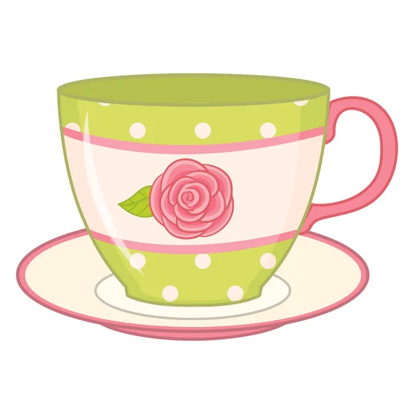 Vector taza de té y platillo — Vector de stock