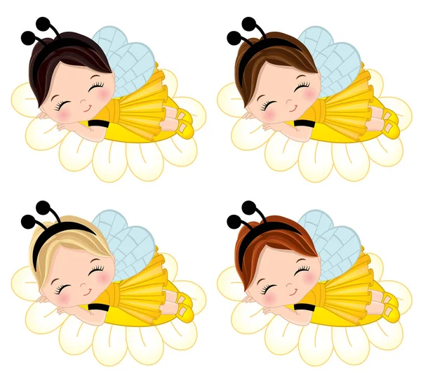 Çeşitli saç renkleri ile vektör sevimli küçük kız